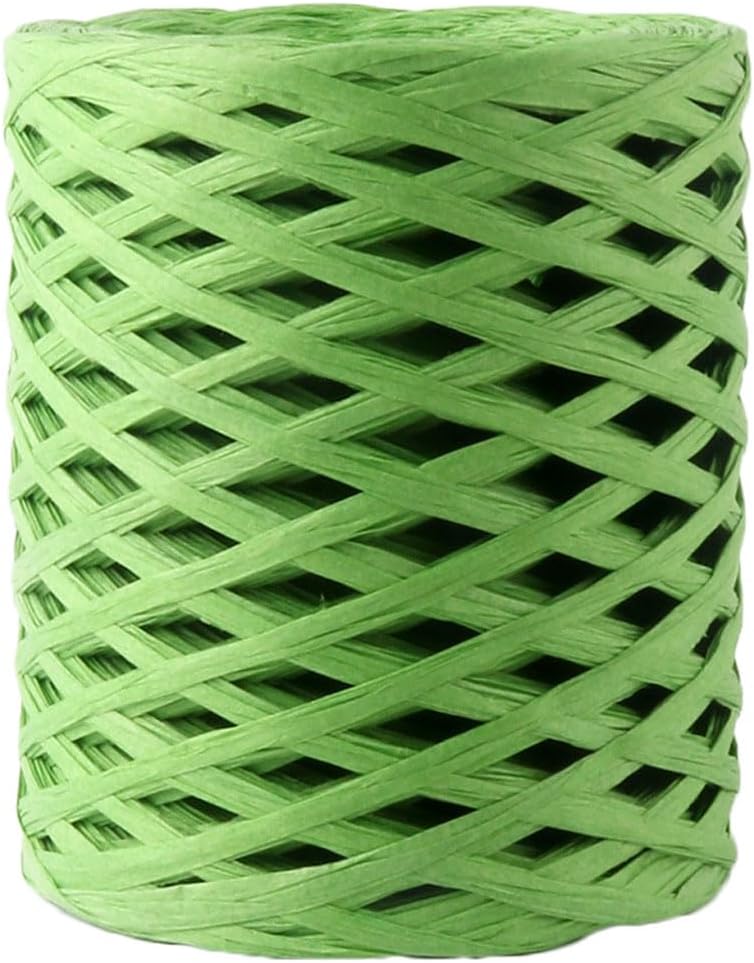 ALLWSLucky 656 FT Raffia Paper Craft Ribbon,Colored Packing Paper String for Gift Wrapping,Party Decor and DIY Decoration (Green) - Image 1